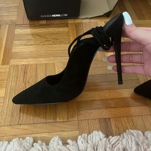 Black Closed Toe Laced Up Heels